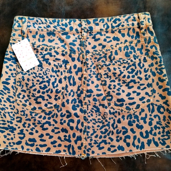Free People Denim Cheetah Zip Up Skirt - Picture 2 of 6